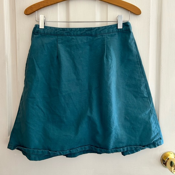 ModCloth Pleated Teal Skirt Size Medium - Picture 2 of 6